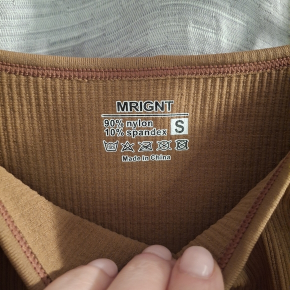 MRIGNT Coffee Square Neck Ribbed Tank Bodysuit- Size S- NWOT - Picture 5 of 7
